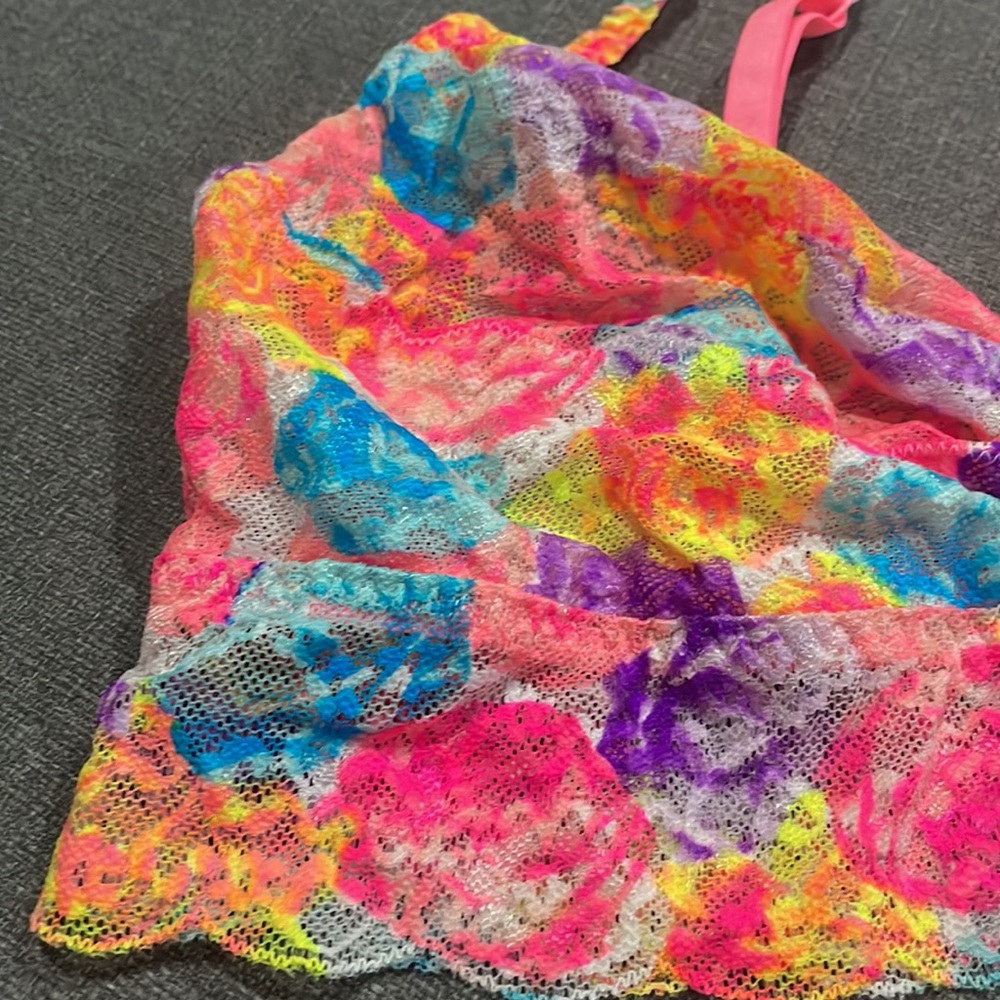 Pink Victoria Secret Lace Multicolored Pink Bralette M - Picture 3 of 9